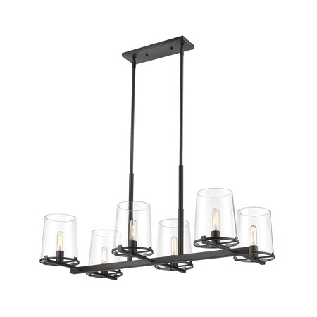 Z-Lite Callista 6 Light Chandelier, Matte Black & Clear 3032-6L-MB